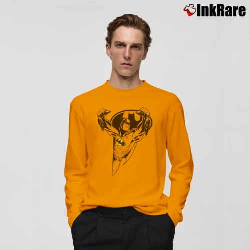 Batman Cartoon Logo Men’s Long-Sleeve Tee in orange – Versatile Layering Men’s Batman Cartoon Logo Long-Sleeve Shirt in orange | Sleek, Lightweight, Year-Round Wear