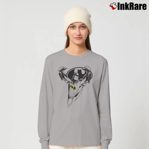 Batman Cartoon Logo Women’s Long-Sleeve Top in sport grey – Effortless Layer Women’s Batman Cartoon Logo Long-Sleeve Top in sport grey | Sleek, Versatile, All-Season