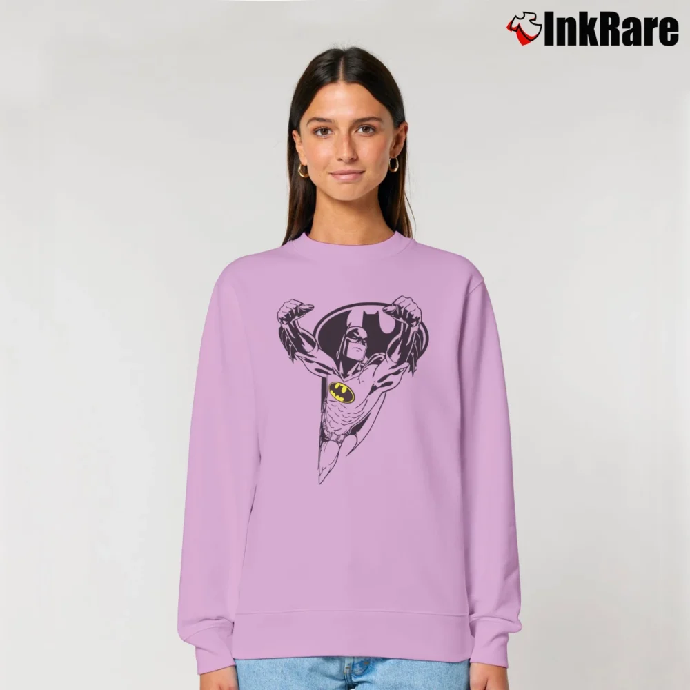 Women’s Batman Cartoon Logo Relaxed Sweatshirt in light pink | Soft, Laid-Back Vibe