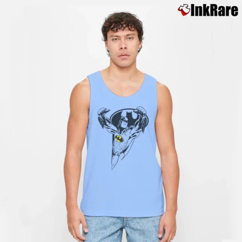 Batman Cartoon Logo Men’s Performance Tank in light blue – Lightweight Comfort Men’s Batman Cartoon Logo Tank Top in light blue | Breathable, Active-Friendly Design