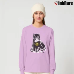Women’s Batman Cat In Costume Funny Comic Graphic Long-Sleeve Top in light pink | Sleek, Versatile, All-Season