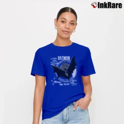 Women’s Batman Comic Book Cover Art Graphic Signature T-Shirt in royal blue | Soft, Flattering Fit