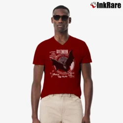 Men’s Batman Comic Book Cover Art Graphic V-Neck Tee in maroon | Sharp, Breathable, Everyday Staple