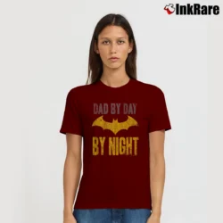 Women’s Batman Dad By Day Comic Hero Graphic Signature T-Shirt in maroon | Soft, Flattering Fit