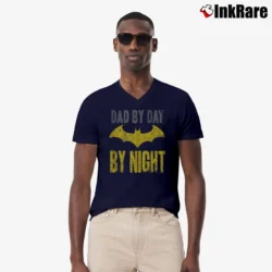 Men’s Batman Dad By Day Comic Hero Graphic V-Neck Tee in navy | Sharp, Breathable, Everyday Staple