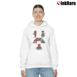Women’s Batman Deadpool Fusion Superhero Crossover Cozy Hoodie in white | Warm, Structured, Stylish
