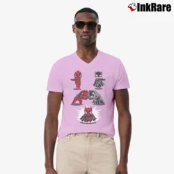 Men’s Batman Deadpool Fusion Superhero Crossover V-Neck Tee in light pink | Sharp, Breathable, Everyday Staple