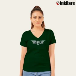 Women’s Batman Eagles NFL Crossover Design V-Neck Tee in forest green | Chic Neckline, Soft Texture