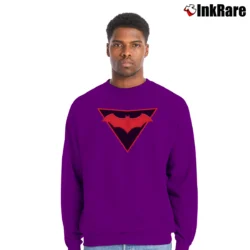 Men’s Batman Earth 2 Retro Comic Style Crewneck Sweatshirt in purple | Cozy Fabric, Clean Style