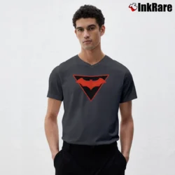Men’s Batman Earth 2 Retro Comic Style V-Neck Tee in charcoal | Sharp, Breathable, Everyday Staple