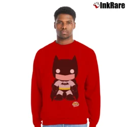 Men’s Batman Funko Pop Heroes Baby Graphic Crewneck Sweatshirt in red | Cozy Fabric, Clean Style
