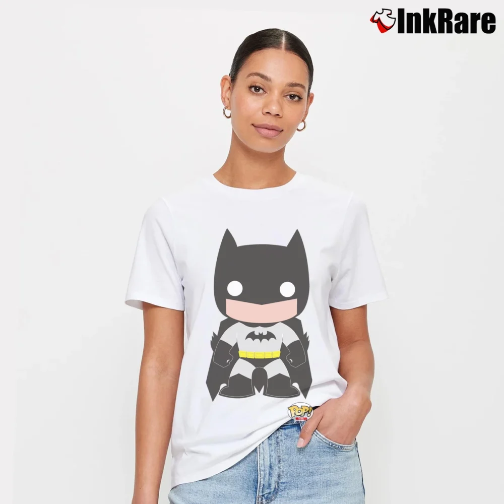 Women’s Batman Funko Pop Heroes Baby Graphic Signature T-Shirt in white | Soft, Flattering Fit