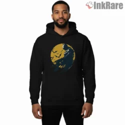 Batman Golden Moon Night Watch Shirt on black hoodie for men graphic tee