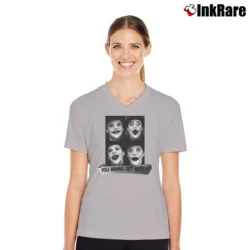 Women’s Batman Gotham Joker Jack Nicholson You Wanna Get Nuts V-Neck Tee in sport grey | Chic Neckline, Soft Texture