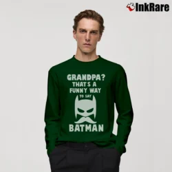 Men’s Batman Grandpa Gift Hero Long-Sleeve Shirt in forest green | Sleek, Lightweight, Year-Round Wear