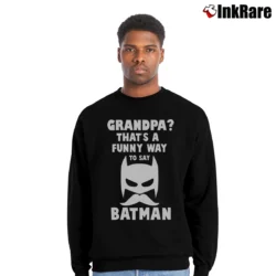 Men’s Batman Grandpa Gift Hero Crewneck Sweatshirt in black | Cozy Fabric, Clean Style