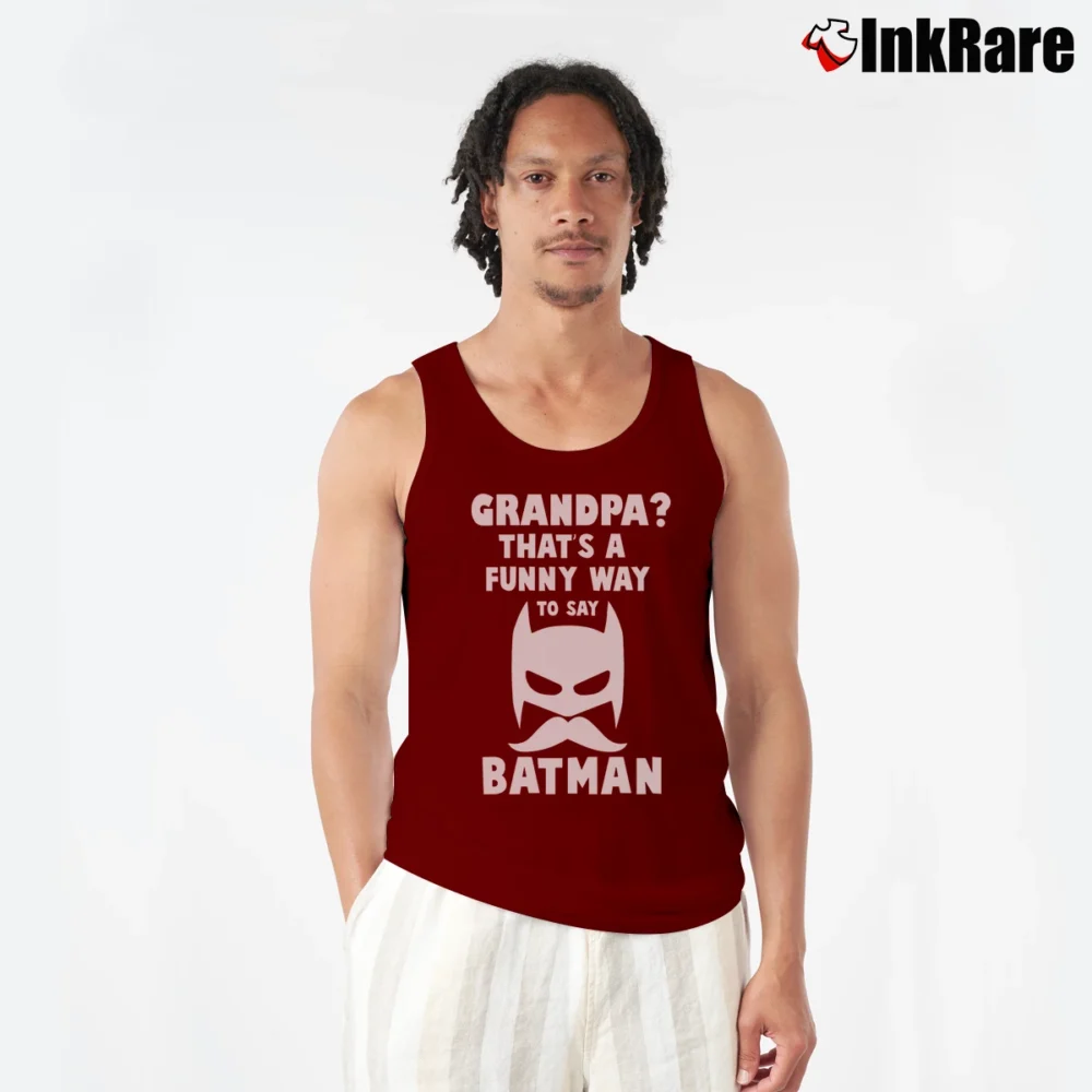 Men’s Batman Grandpa Gift Hero Tank Top in maroon | Breathable, Active-Friendly Design
