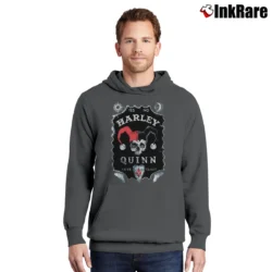 Men’s Batman Harley Quinn Jack Daniels Parody Graphic Pullover Hoodie in charcoal | Cozy, Durable, Modern Fit