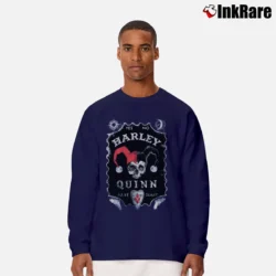 Men’s Batman Harley Quinn Jack Daniels Parody Graphic Long-Sleeve Shirt in navy | Sleek, Lightweight, Year-Round Wear
