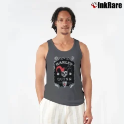 Men’s Batman Harley Quinn Jack Daniels Parody Graphic Tank Top in charcoal | Breathable, Active-Friendly Design