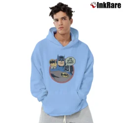 Men’s Batman I'm Up All Night Comic Quote Pullover Hoodie in light blue | Cozy, Durable, Modern Fit