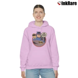 Women’s Batman I'm Up All Night Comic Quote Cozy Hoodie in light pink | Warm, Structured, Stylish