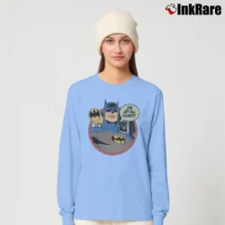 Women’s Batman I'm Up All Night Comic Quote Long-Sleeve Top in light blue | Sleek, Versatile, All-Season