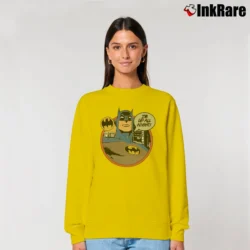Women’s Batman I'm Up All Night Comic Quote Relaxed Sweatshirt in yellow | Soft, Laid-Back Vibe