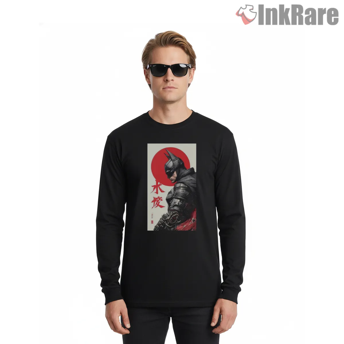 Batman Japan Rising Sun Armor Shirt on black long sleeve shirt for men graphic tee