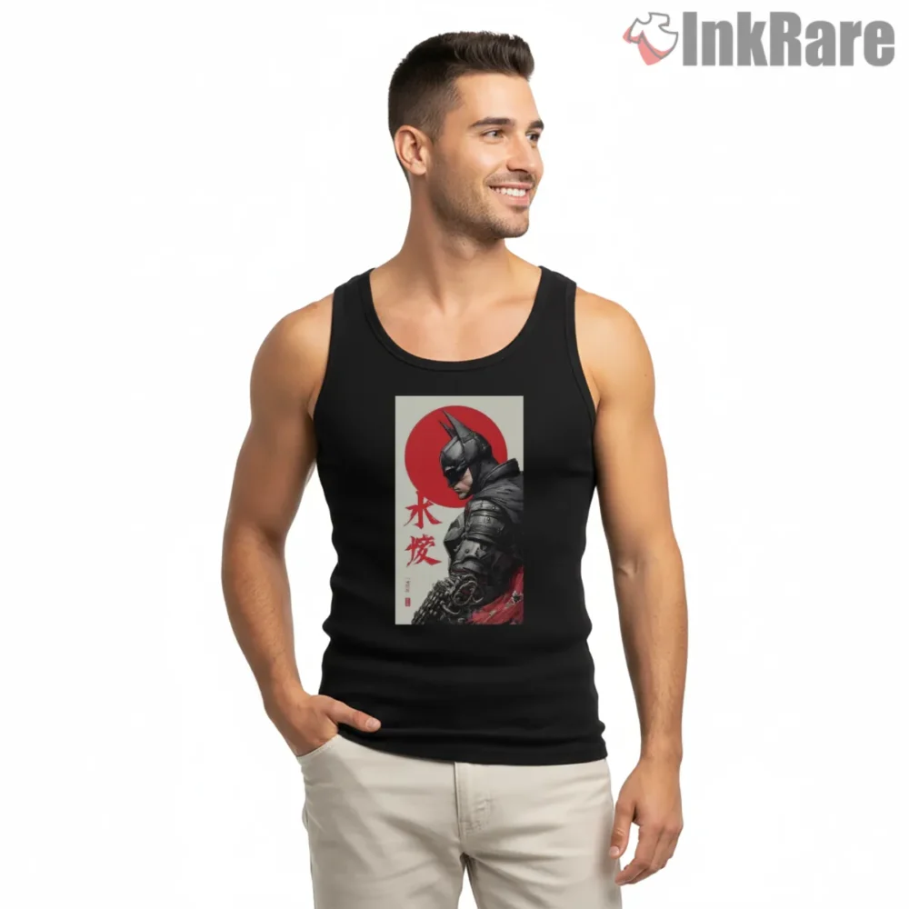 Batman Japan Rising Sun Armor Shirt on black tank top for men graphic tee