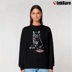 Women’s Batman Joker Cat Graphic Villain Crossover Relaxed Sweatshirt in black | Soft, Laid-Back Vibe