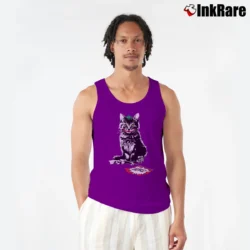 Men’s Batman Joker Cat Graphic Villain Crossover Tank Top in purple | Breathable, Active-Friendly Design