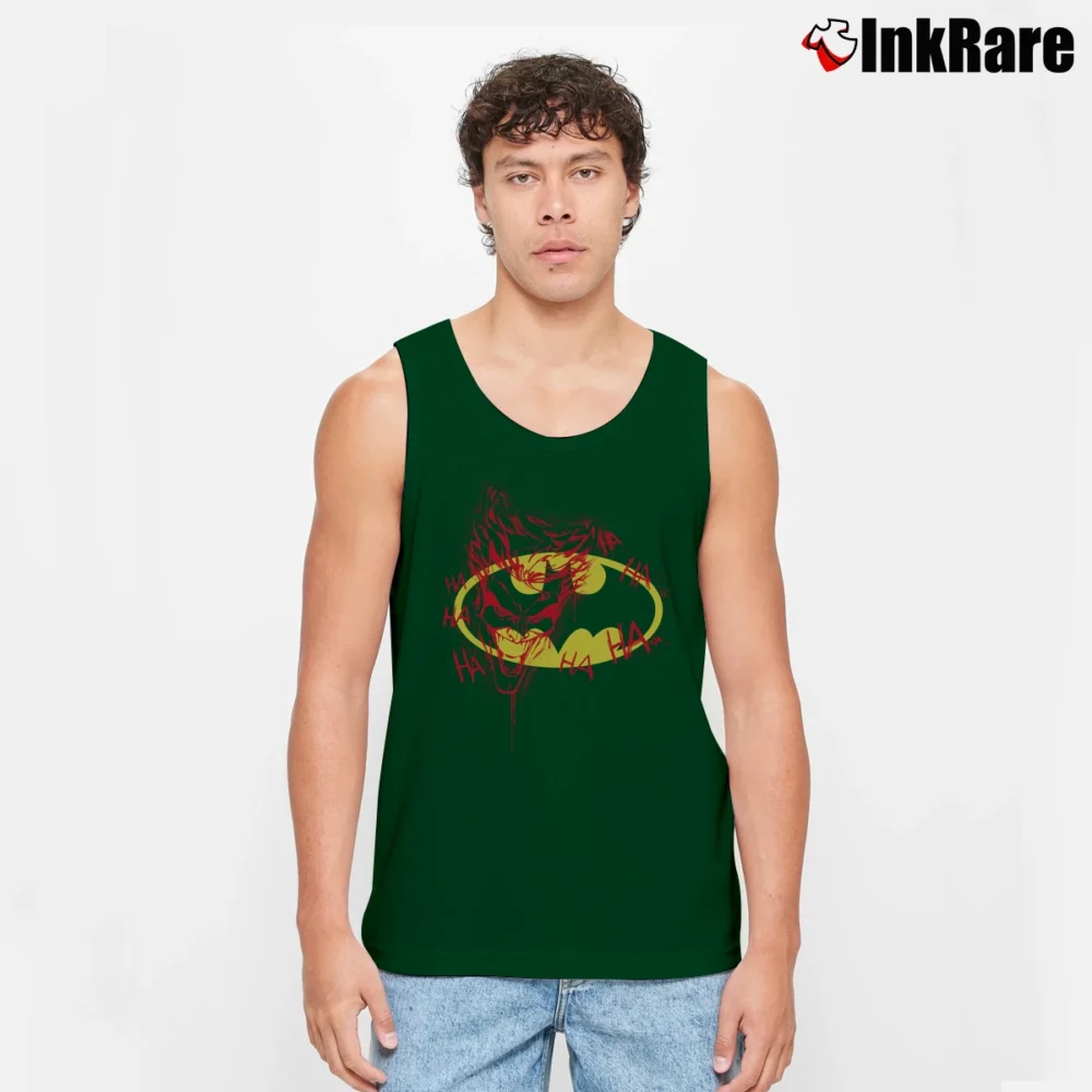 Men’s Batman Joker Graphic Comic Style Tank Top in forest green | Breathable, Active-Friendly Design