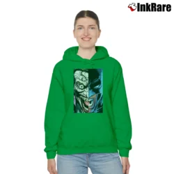 Women’s Batman Joker Split Face Graphic Comic Cozy Hoodie in irish green | Warm, Structured, Stylish