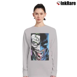 Women’s Batman Joker Split Face Graphic Comic Long-Sleeve Top in sport grey | Sleek, Versatile, All-Season
