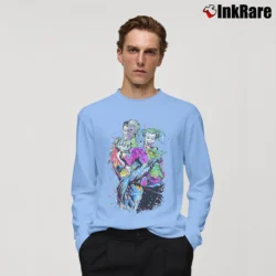 Men’s Batman Joker Two - Face Neon Splatter Fight Long-Sleeve Shirt in light blue | Sleek, Lightweight, Year-Round Wear