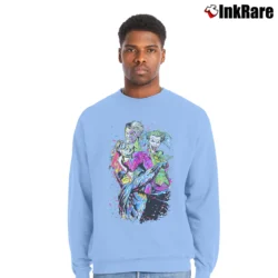 Men’s Batman Joker Two - Face Neon Splatter Fight Crewneck Sweatshirt in light blue | Cozy Fabric, Clean Style