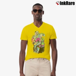 Men’s Batman Joker Two - Face Neon Splatter Fight V-Neck Tee in yellow | Sharp, Breathable, Everyday Staple