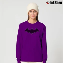 Women’s Batman Logo Superhero Comic Graphic Long-Sleeve Top in purple | Sleek, Versatile, All-Season