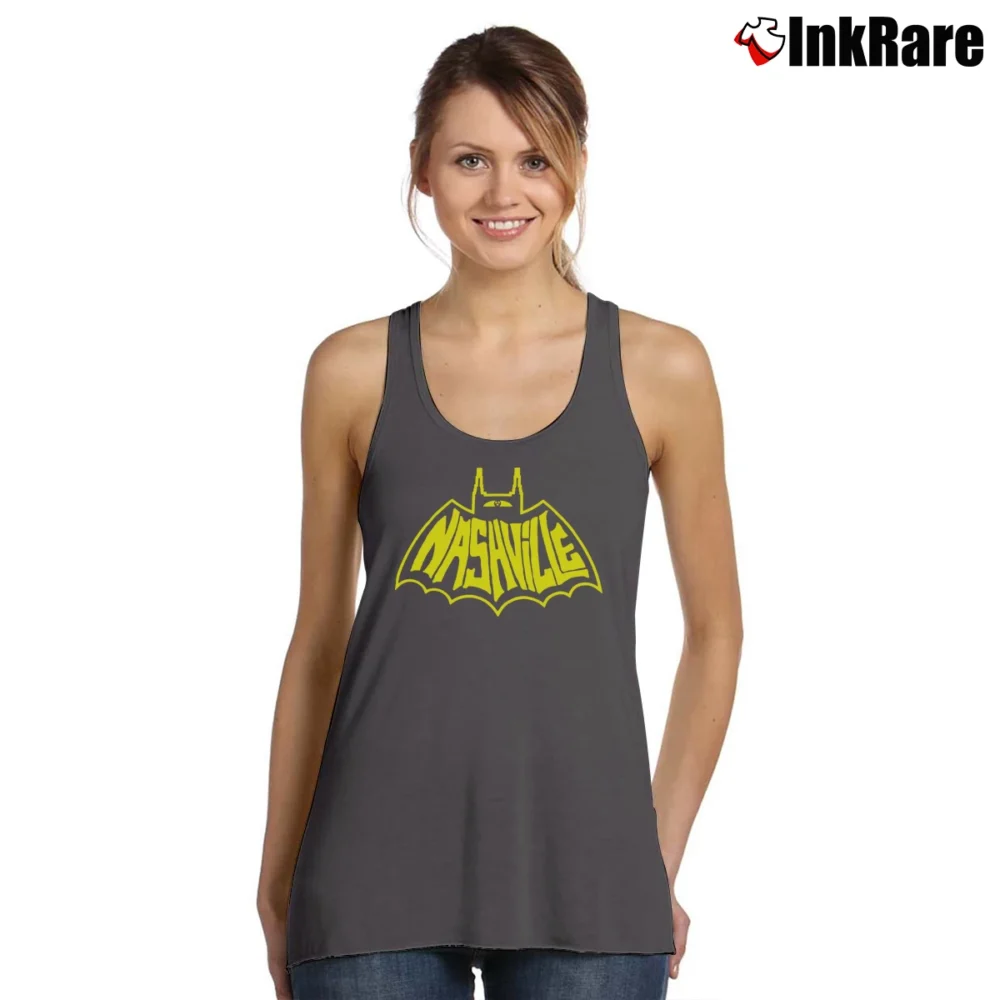 Women’s Batman Nashville City Graphic Tank Top in charcoal | Lightweight, Movement-Friendly