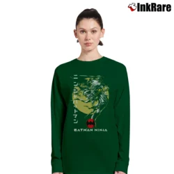 Women’s Batman Ninja Character Art Kanji Cover Long-Sleeve Top in forest green | Sleek, Versatile, All-Season