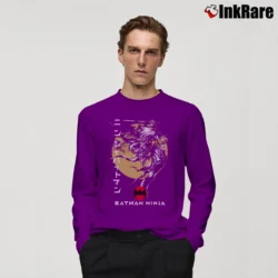 Men’s Batman Ninja Character Art Kanji Cover Long-Sleeve Shirt in purple | Sleek, Lightweight, Year-Round Wear