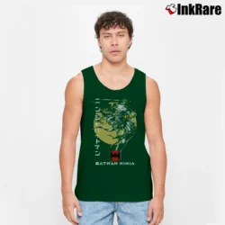Men’s Batman Ninja Character Art Kanji Cover Tank Top in forest green | Breathable, Active-Friendly Design