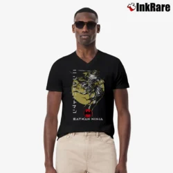 Men’s Batman Ninja Character Art Kanji Cover V-Neck Tee in black | Sharp, Breathable, Everyday Staple