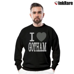Men’s Batman Number Nine Japanese Brand I Love Gotham Crewneck Sweatshirt in black | Cozy Fabric, Clean Style