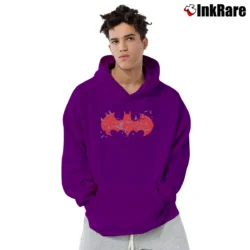 Men’s Batman Red Logo Glow In The Dark Graphic Pullover Hoodie in purple | Cozy, Durable, Modern Fit