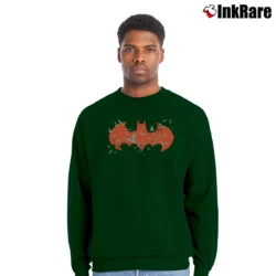 Men’s Batman Red Logo Glow In The Dark Graphic Crewneck Sweatshirt in forest green | Cozy Fabric, Clean Style