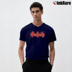 Men’s Batman Red Logo Glow In The Dark Graphic V-Neck Tee in navy | Sharp, Breathable, Everyday Staple
