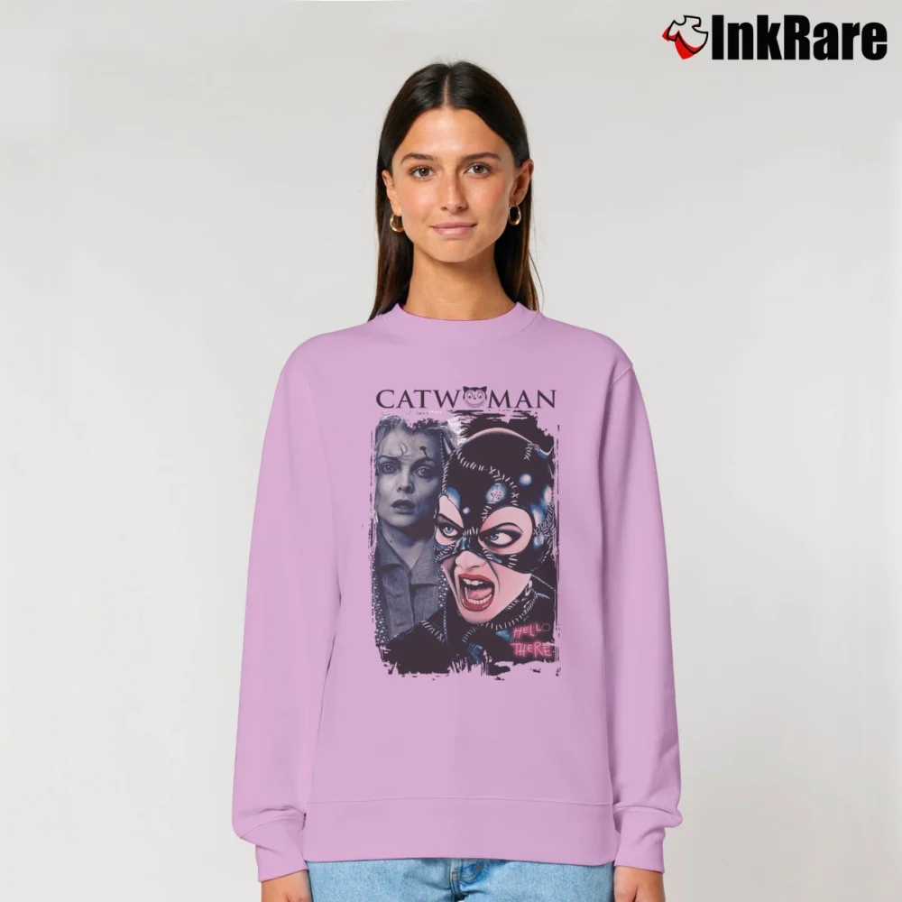 Women’s Batman Returns Catwoman Michelle Pfeiffer Movie Relaxed Sweatshirt in light pink | Soft, Laid-Back Vibe