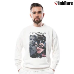 Men’s Batman Returns Catwoman Michelle Pfeiffer Movie Crewneck Sweatshirt in white | Cozy Fabric, Clean Style